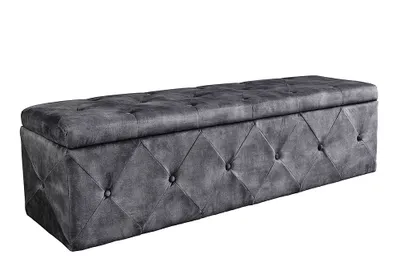 Produktbild von riess-ambiente Chesterfield Bettbank EXTRAVAGANCIA 140cm grau Samt mit Stauraum Polsterbank Sitzbank Bank