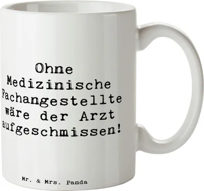 Produktbild von Mr. & Mrs. Panda Kaffeebecher Spruch Medizinische Fachangestellte - Weiß - Geschenk, Berufspassion, Becher, Blutabnehmen, Berufsalltag, Untersuchungen, ohne, Kaffeetasse