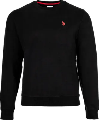 Zdjęcie produktu dla Bluza męska U.S. POLO ASSN. – polar diagonalny z wykończeniem w kolorze węgla, okrągły dekolt, bawełna, czarna, rozmiar XL