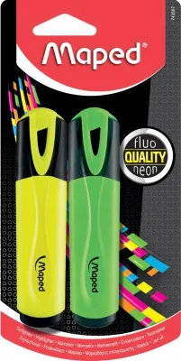 Produktbild von MAPED FLUO Textmarker, 2 Stück, Blisterpackung, sortierte Farben