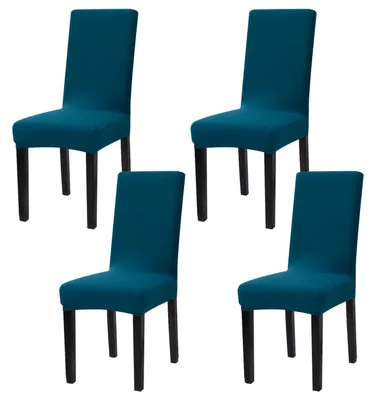 Obrázek produktu pro Sada 4 potahů na židle, elastické, omyvatelné, modré, polyester