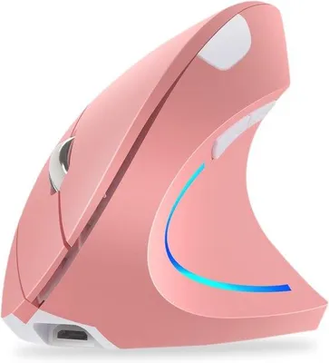 Image de Souris verticale sans fil ergonomique avec 4 réglages de DPI (800/1200/1600/2400), 6 boutons, pour PC, ordinateur de bureau et Mac, rouge