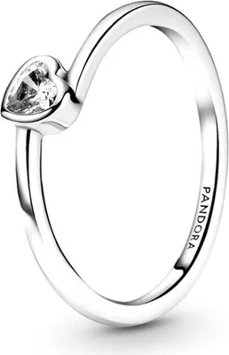 Image de Pandora People Anneau 199267C02 Clear Tilted Heart Solitaire Argent Sterling Clair Zirconia Précieux