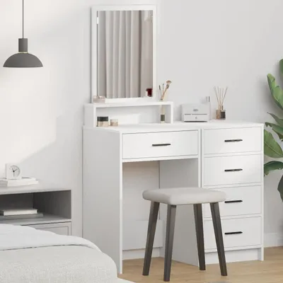 Zdjęcie produktu dla Toaletka z półką Biały 50 x 41 x 140 cm Materiał drewnopochodny