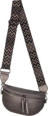 Produktbild von Bauchtasche (8330) Umhängetasche Crossbody-Bag Kunstleder Italy-Design SILVER