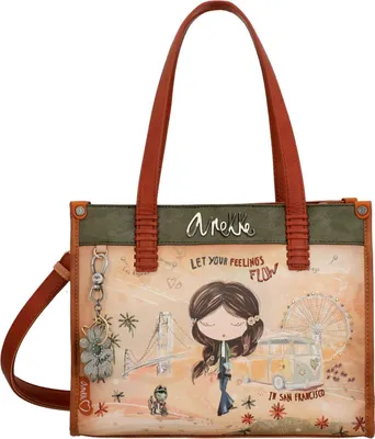 Produktbild von Anekke Handtasche Umhängetasche Peace & Love Tote Bag Camel mehrfarbig