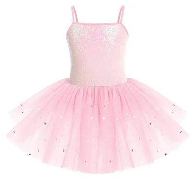 Produktbild von IWEMEK Ballettkleid für Mädchen, Kinder, ärmelloses Tutu mit Pailletten, Ballett