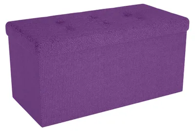Produktbild von Intirilife Faltbare Sitzbank 76x38x38 cm in NEBEL LILA - Sitzwürfel mit Stauraum und Deckel aus Stoff mit Mulden - Sitzcube Fußablage Aufbewahrungsbox Truhe Sitzhocker