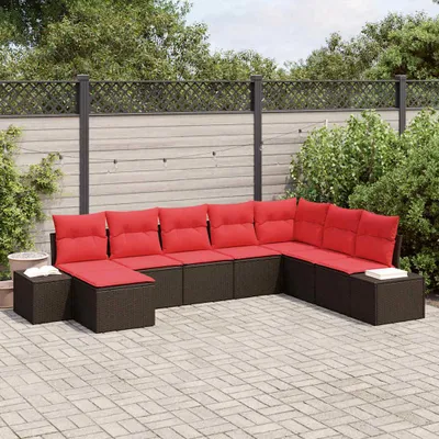 Produktbild von Gartensofa-set mit Kissen 8 pcs Braun Poly-Rattan - Gartenmöbelgarnituren DE63