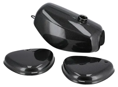 Immagine prodotto di Set: serbatoio + coperchio laterale, effetto carbonio - per Simson S50, S51, S70