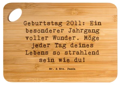 Produktbild von Mr. & Mrs. Panda Schneidebrett Spruch 2011 Geburtstag - Transparent - Geschenk, vesperbrett, Happy Birthday, Geburtstagsgeschenk, Frühstücksbrettchen, schneidunterlage