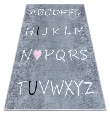 Image de Tapis lavable JUNIOR 52106.801 Alphabet pour les enfants antidérapant - gris gris 200x290 cm