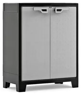 Image de Armoire basse en resine - Gris et noir - 100x80x44cm
