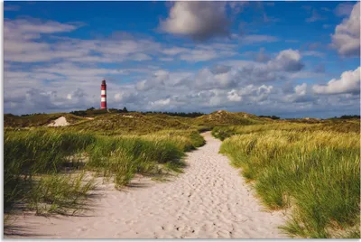 Produktbild von ARTland Wandbild Alu für Innen & Outdoor Strandweg zum Leuchtturm - Insel Amrum Größe: 30x20 cm