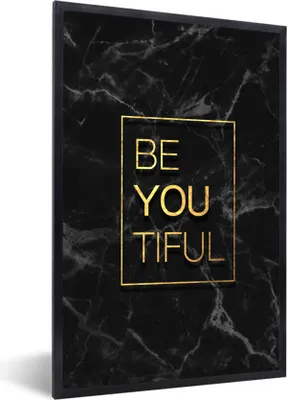 Produktbild von MuchoWow® Gerahmtes Poster Zitate - Sprichwörter - Gold - Marmor 60x90 cm - Poster mit Schwarzem Bilderrahmen Wandposter Rahmen Foto Bilder - Kunst