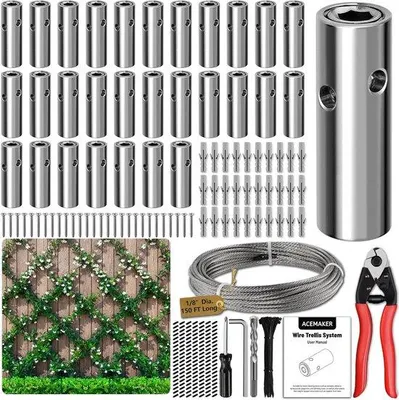 Produktbild von Drahtgitter für Kletterpflanzen - Unterstützungssystem - Edelstahl 316 - 30 Sets 48cm