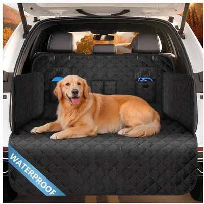 Produktbild von Famanu Kofferraumschutz für Hunde - Universelle Kofferraumdecke mit Bumper- und Seitenprotektoren, schwarz