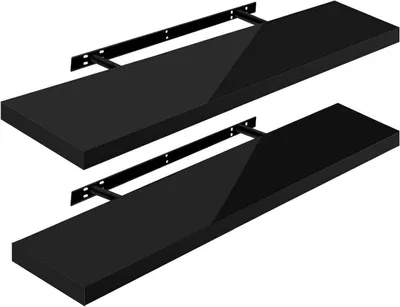 Produktbild von WOLTU 2er-Set Wandregal, Schweberegal, Holz Board, Schwarz 100x22.9x3.8cm