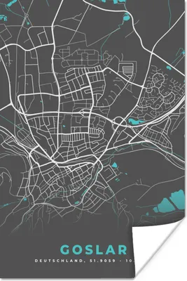 Produktbild von MuchoWow® Poster Blau - Deutschland - Karte - Stadtplan - Goslar 40x60 cm - Plakate für die Wand - Poster Babyzimmer