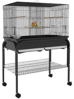 Immagine prodotto di Mangiatoia per uccelli - Gabbia per uccelli - Casetta per uccelli - Gabbia per uccelli con supporto - Voliera - Dimensioni grandi: 85x49x119 cm