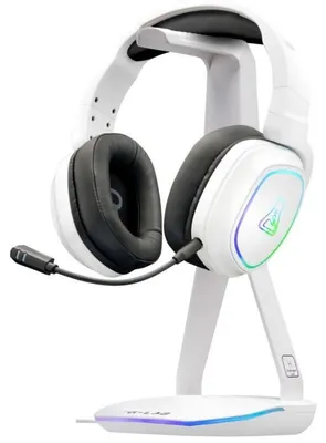 Produktbild von Kopfhörer-/Headset-Ständer – THE G-LAB – K-STAND HYDROGEN – 2 USB-Anschlüsse – Weiß