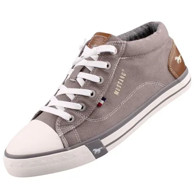 Produktbild von Mustang Herren Sneaker High Top Schnürer Halbschuh Basic Schnürung weiß 4072-507, Größe:45 EU, Farbe:Grau