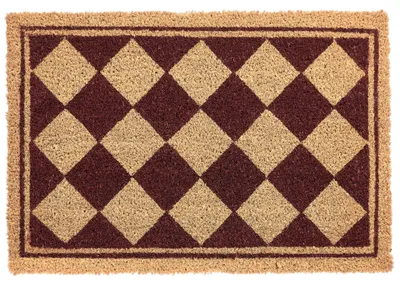 Obrázok produktu pre BELIANI Rohož béžová/červená z kokosových vlákien, protisklzová podšívka, 40 x 60 cm, dekorácia na privítanie, kosoštvorcový vzor