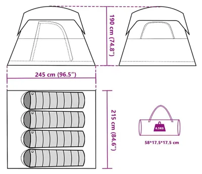 Image de vidaXL Tente de camping 4 personnes bleue étanche à l'eau