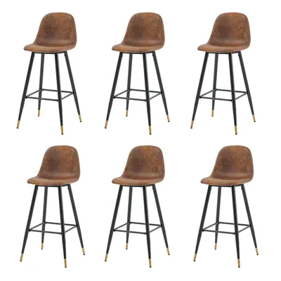 Produktbild von Meubles Cosy 6er-Set Barhocker im Industrial Stil mit Rš¹ckenlehnen aus WildKunstleder und goldenen Beinenš - CHARLTON BAR