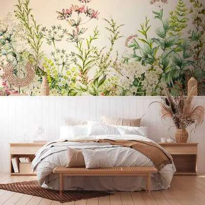 Produktbild von Profhome 382771-GU Fototapete Floral matt beige grün 3,71 m x 2,8 m