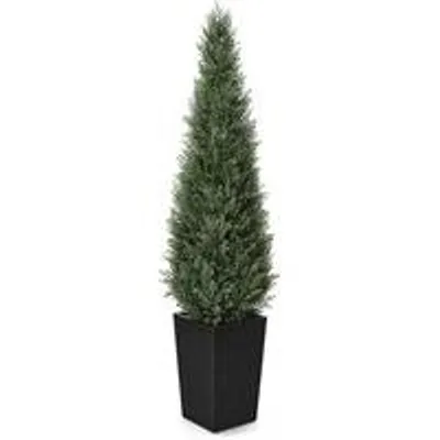 Image de Grande plante artificielle en cèdre, 150 cm, pots noirs résistants aux UV