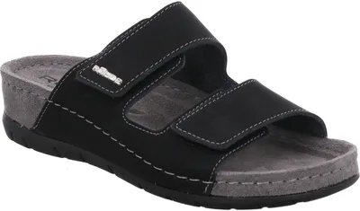 Produktbild von Rohde Damen Pantoletten Klettverschluss Clogs Leder-Fußbett Rodigo-40 5853, Größe:40 EU, Farbe:Schwarz