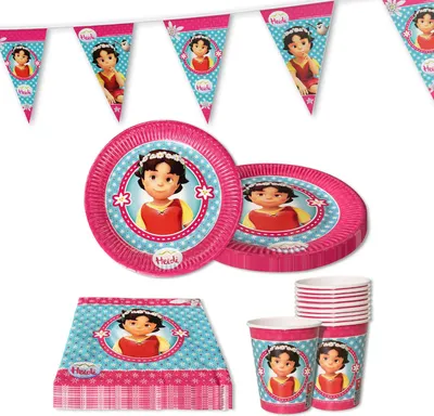 Produktbild von Heidi 41-tlg. Party Set – Geburtstag Deko mit Tellern Bechern Servietten Wimpel