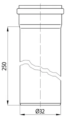 Obrázok produktu pre Predlžovacia rúrka sifónu Bruckner DN32/250 mm, biela