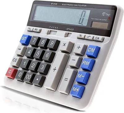 Obrázek produktu pro Velký počítač, elektronická kalkulačka, počítadlo, solární a bateriový provoz, 12místný displej, velké tlačítko pro výpočty v kanceláři, ve škole