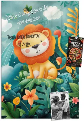 Produktbild von Magnettafel 40x60cm Pinnwand Whiteboard beschreibbar - Dschungeltiere