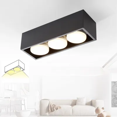 Produktbild von ZMH LED Deckenleuchte Schwarz Aufbauspot 3 Flammig Deckenspots Warmweiß GX53 15W Deckenstrahler Schwenkbar Eckig Spotleuchte für Küche Wohnzimmer Esszimmer Korridor Flur