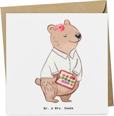 Produktbild von Mr. & Mrs. Panda Grußkarte Bankangestellte Herz - Weiß - Geschenk, Klappkarte, anlasskarte, doppelkarte, Mathematik, Bänkerin, Rechnen, faltkarte, Glückwunschkarte