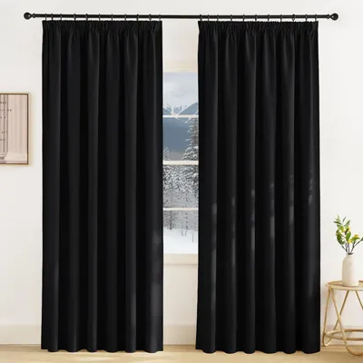 Immagine prodotto di Tende oscuranti a pannello scorrevole, colore nero, dimensioni 200 cm di larghezza x 245 cm di altezza, confezione da 2