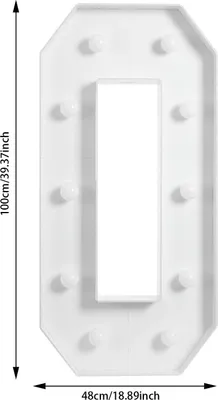 Zdjęcie produktu dla Świecąca cyfra LED – cyfra 0 – 100 x 48 cm – akryl – duża dekoracja na urodziny/ślub/imprezę – biała