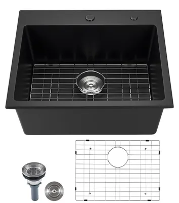 Produktbild von 63 cm Granite Kitchen Sink Top Mount Single Bowl Drop-In Basin for RV Bar