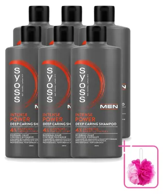 Image de 6 x Shampooing SYOSS Men Power - Soin fortifiant pour cheveux normaux - 440 ml - Pack économique - 6 pièces