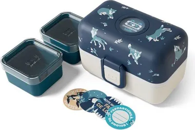 Immagine prodotto di Lunch Box per bambini MONBENTO MB Tresor Wolf, 3 scomparti, 0,8 l, senza BPA