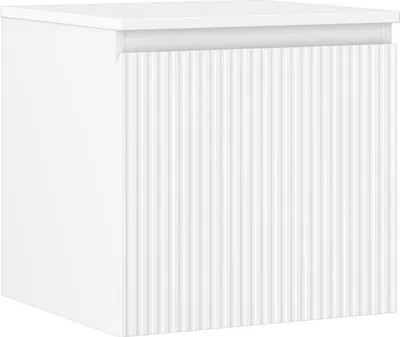 Produktbild von Mexen Rivel Badezimmer-Waschtischunterschrank 50 cm mit Arbeitsplatte, 1 Schublade, geriffelt, weiß matt - 91A20-05047-1-BFC01