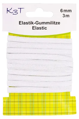 Elastikband weiß 6 mm x 3 m, waschbar bis 95 °C