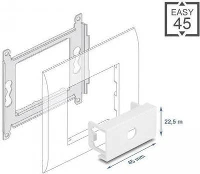 Obrázek produktu pro DeLOCK Easy 45, Bílá, Plast, Polykarbonát (PC), Konvenční, Univerzální, 45 mm, 22,5 mm