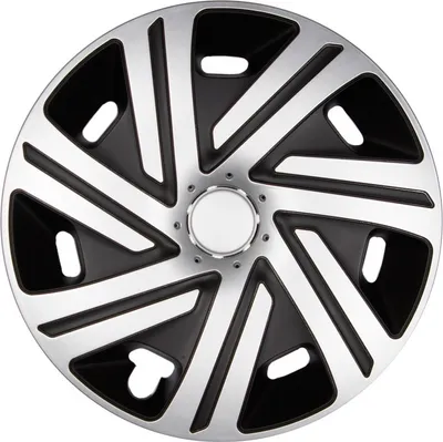 Produktbild von 4x PREMIUM DESIGN Radkappen Radzierblenden Lackiert 16 ZOLL #43 Silber / Schwarz