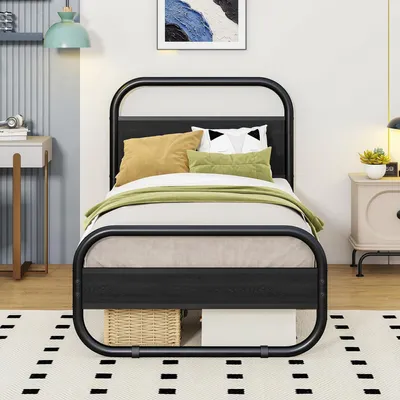Metallbettgestell Einzelbett 90x200 cm schwarz