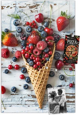 Produktbild von Magnettafel 40x60cm Pinnwand Whiteboard beschreibbar - Früchte Eiscreme