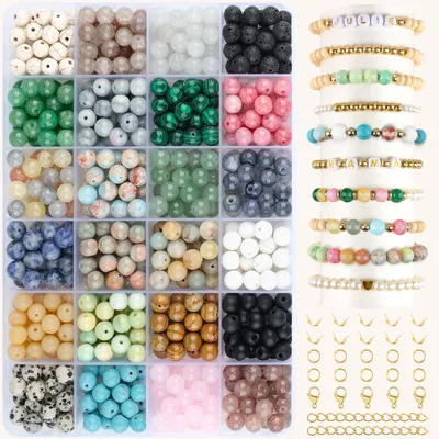Productafbeelding van Solidchoice - Set van 24 Kleurrijke Kralen voor Sieraden